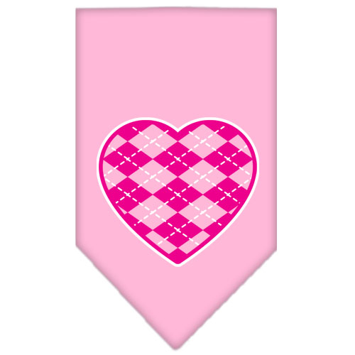 Argyle Heart Pink Screen Print Bandana Light Pink Small